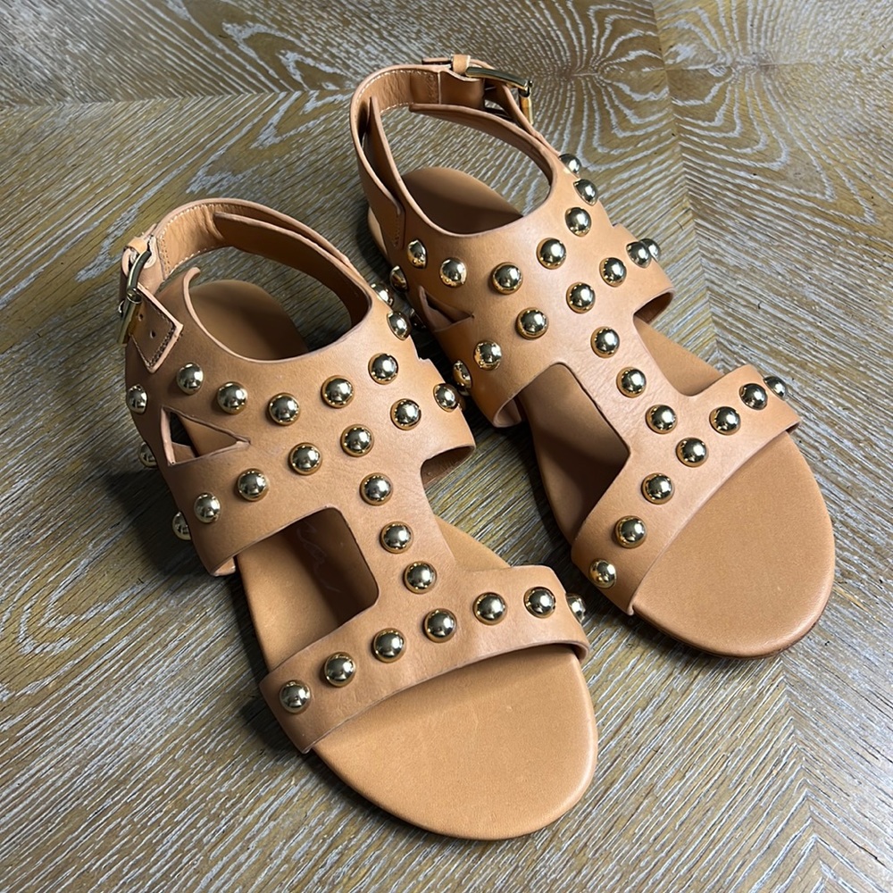 ISA TAPIA Leather Studded Accents Gladiator Sandals 37.5